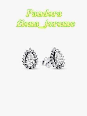 Pandora Sparkling Pear Halo Stud Earrings